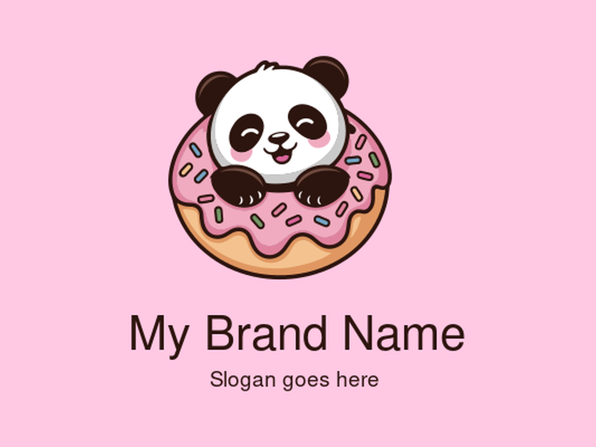 Cute Panda in Pink Sprinkled Donut Logo Design for Fun Bakery and Dessert Brands